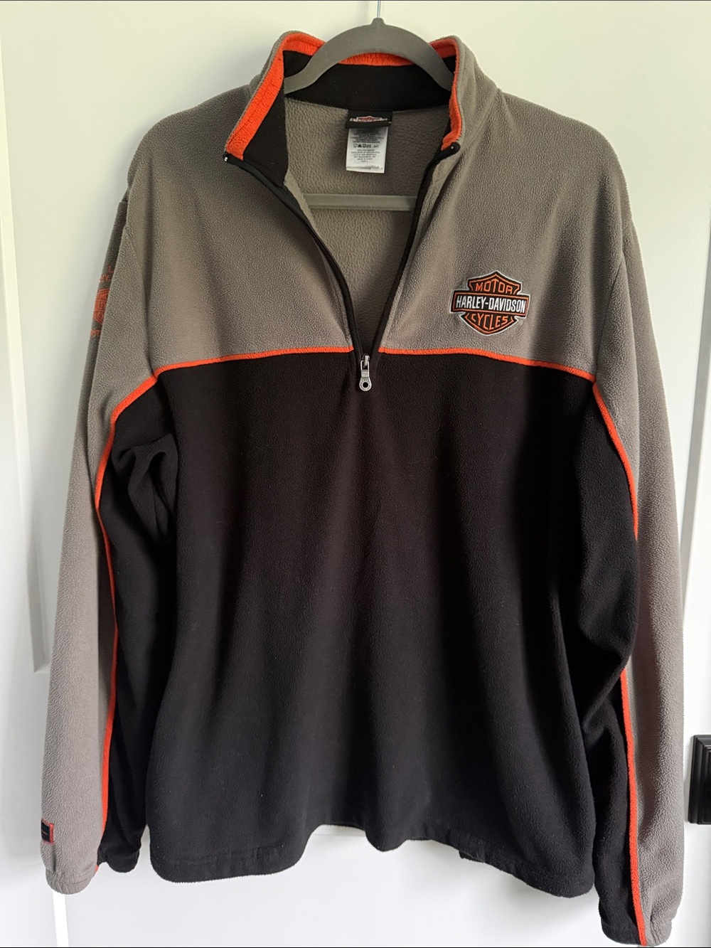 Harley-Davidson Gray & Black Fleece Quarter-Zip with Orange Trim